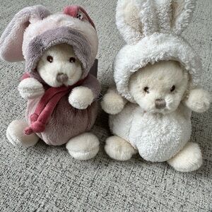 Plush Bunny Duo Stuffed Animal - Cream and Dusty Pink